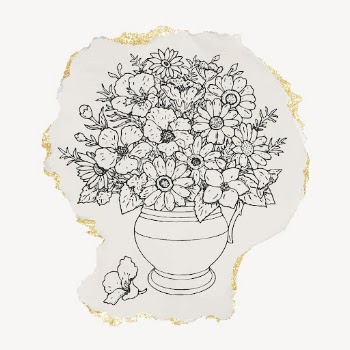 Flower vase ripped paper clipart, | Free Vector Illustration - rawpixel