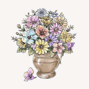 Flower vase watercolor sticker, colorful | Free Vector Illustration - rawpixel