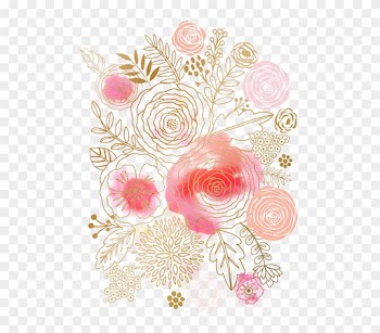Flower Watercolor Painting Floral Design Pink - Rose Gold Floral Background
