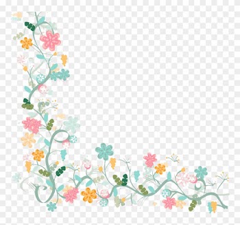 Flower Watercolor Painting - Flower Border Transparent Background
