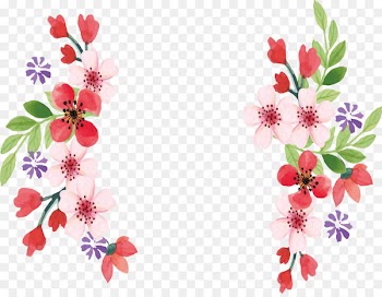 Flower Watercolor painting - Pink Small Floral Border 