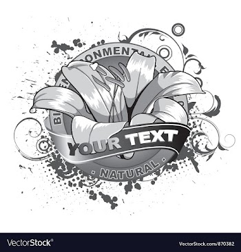 Flower with grunge label vector image