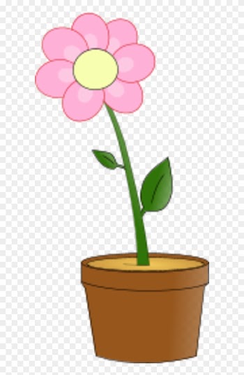 Flower With Leaves In A Planting Pot - Flower In A Pot Clipart