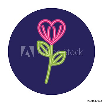 flower with leaves in neon light