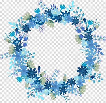 Flower wreath illustration, Paper Wreath Flower Blue Gift, Floral Wreath transparent background PNG clipart