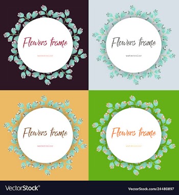 Flower wreath round frame of flowers and leaves vector image
