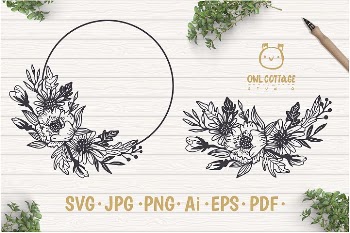 Flower Wreath SVG, Flower monogram svg