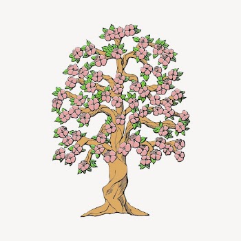 Flowering tree sticker, botanical illustration | Free PSD - rawpixel