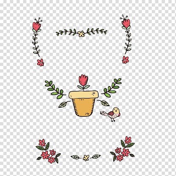 Flowerpot Bonsai Plant Euclidean , Hand painted red flower pot transparent background PNG clipart