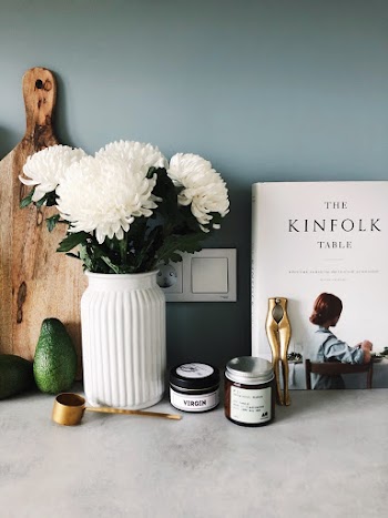 Flowers and Avocado near Wall