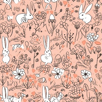 Flowers and bunnies seamless pattern
