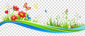 Flowers and butterflies illustration, Butterfly , flower banner transparent background PNG clipart