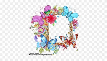 Flowers And Butterfly Frame Png