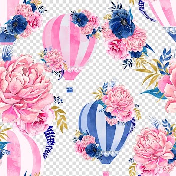 Flowers and hot air balloons illustrations, Hot air balloon Watercolor painting , Flower Hot Air Balloon transparent background PNG clipart