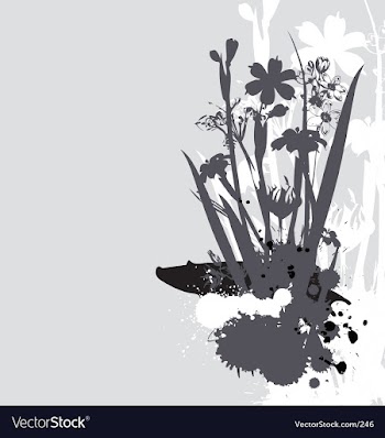Flowers and ink drips monotone vector image