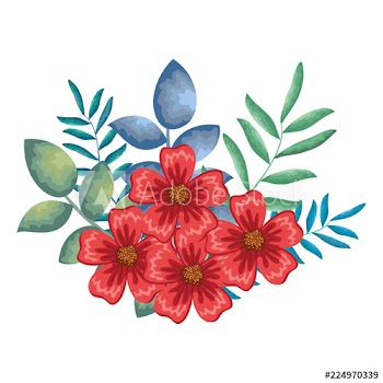 flowers and leafs decorative icon