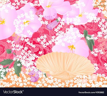 Flowers and seashell roses and orchids celebration vector image