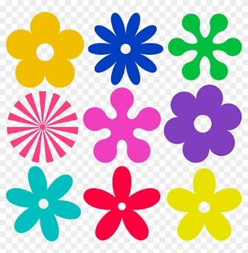Flowers Clip Art - Groovy Retro Flowers Shower Curtain