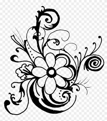 Flowers Clipart - Black And White Border Line Flowers Png