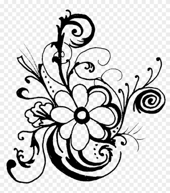 Flowers Clipart - Black And White Border Line Flowers Png - Free ...