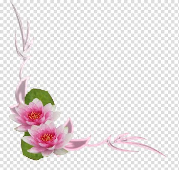 Flowers corners, pink petaled flowers transparent background PNG clipart