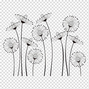 Flowers , Drawing Line art , Leaves transparent background PNG clipart