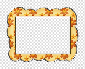 Flowers Frames, scalloped edge orange floral frame transparent background PNG clipart