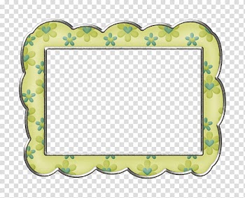 Flowers Frames, scalloped edge teal and yellow floral frame transparent background PNG clipart