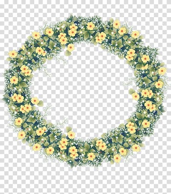 Flowers, green and yellow flower wreath transparent background PNG clipart