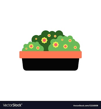 Flowers in a big pot icon house pot plants vector image