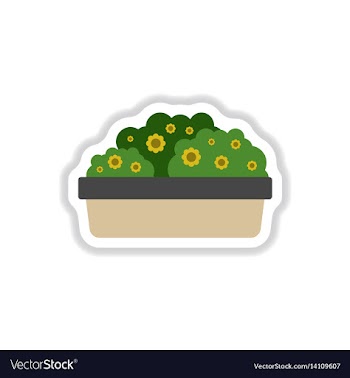 Flowers in a big pot icon house pot plants vector image