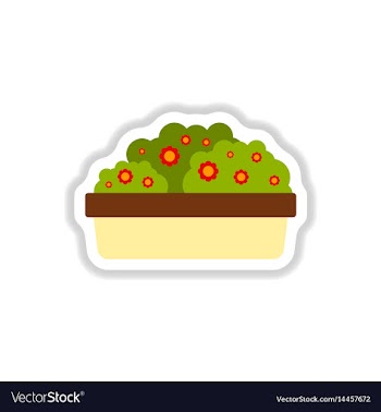 Flowers in a big pot icon house pot plants vector image
