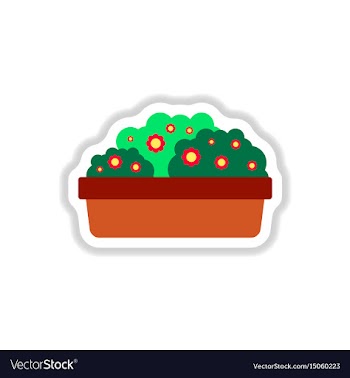 Flowers in a big pot icon house pot plants vector image