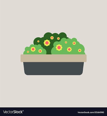 Flowers in a big pot icon house pot plants vector image