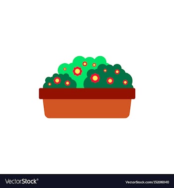 Flowers in a big pot icon house pot plants vector image