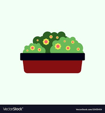 Flowers in a big pot icon house pot plants vector image