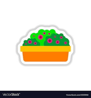 Flowers in a big pot icon house pot plants vector image