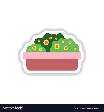 Flowers in a big pot icon house pot plants vector image