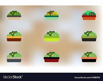 Flowers in a big pot icons house pot plants vector image