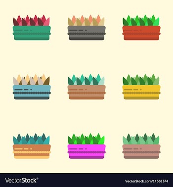Flowers in a big pot icons house pot plants vector image