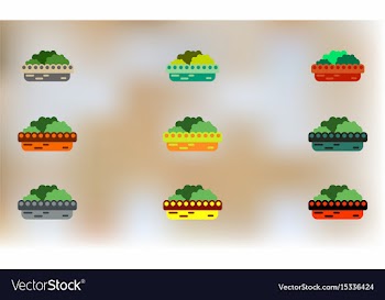 Flowers in a big pot icons house pot plants vector image