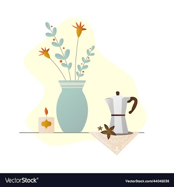flowers in a vase a candle cozy home atmosphere