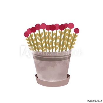 Flowers in pot hand drawn vector illustration