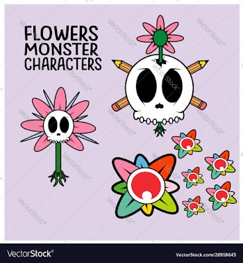 Flowers monster characters vector image
