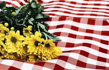Flowers On Picnic Blanket