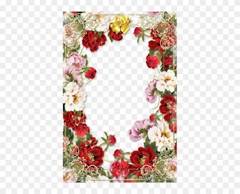Flowers Picture Frame With Golden Floral Border Images - Flowers Frame Borders Png