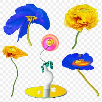 Flowers PNG stickers psychedelic colorful… | Free stock illustration | High Resolution graphic