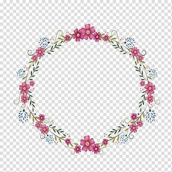 Flowers round frame, red flower wreath illustration transparent background PNG clipart