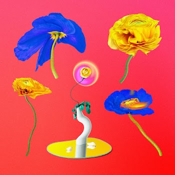 Flowers stickers PSD psychedelic colorful… | Free stock illustration | High Resolution graphic