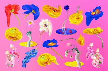 Flowers stickers PSD psychedelic colorful… | Free stock illustration | High Resolution graphic